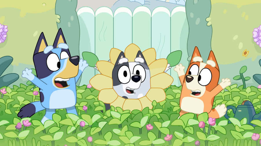 Blueyand Bingo Playtimein Garden Wallpaper