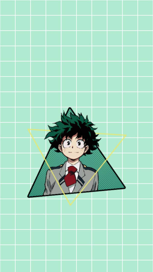 Bnha Midoriya With Geometrical Patterns Wallpaper