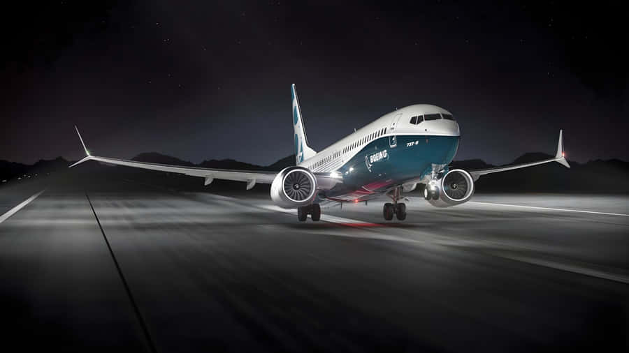 Boeing 737 Aircraft Night View Wallpaper