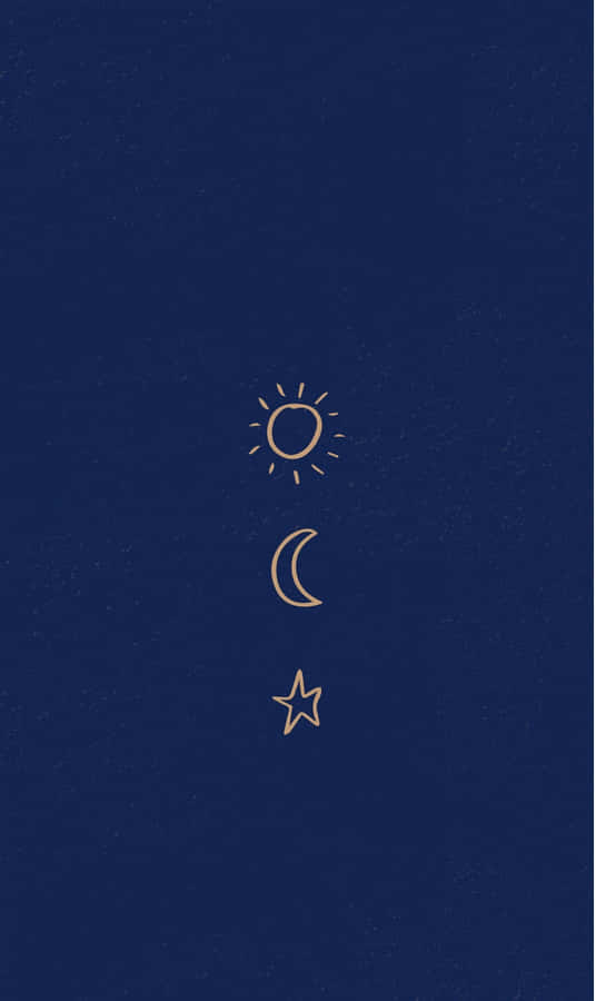 Bohemian Sun Moon Star Navy Background Wallpaper