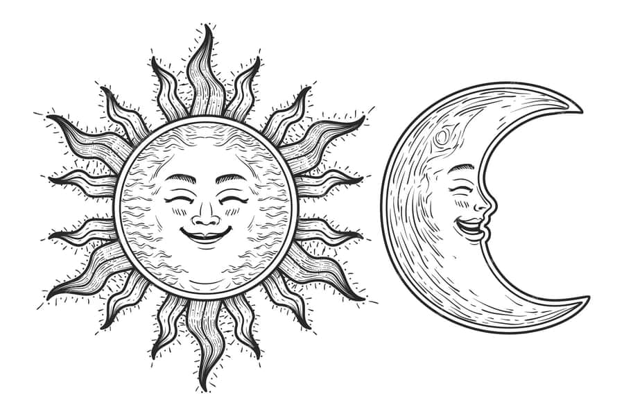 Bohemian Sunand Moon Art Wallpaper