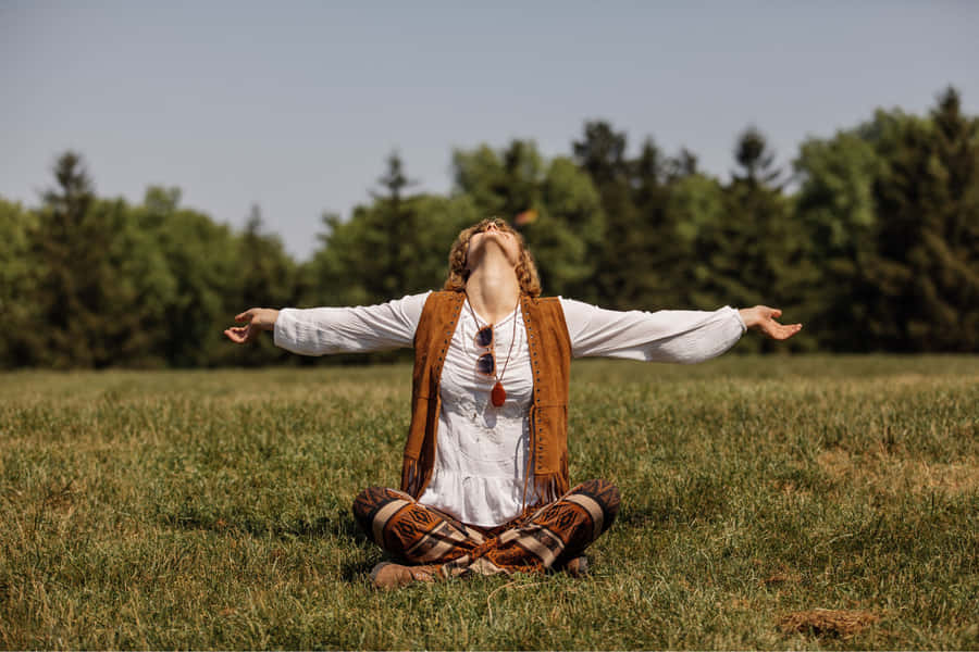 Boho Hippie Meditation Outdoors Wallpaper