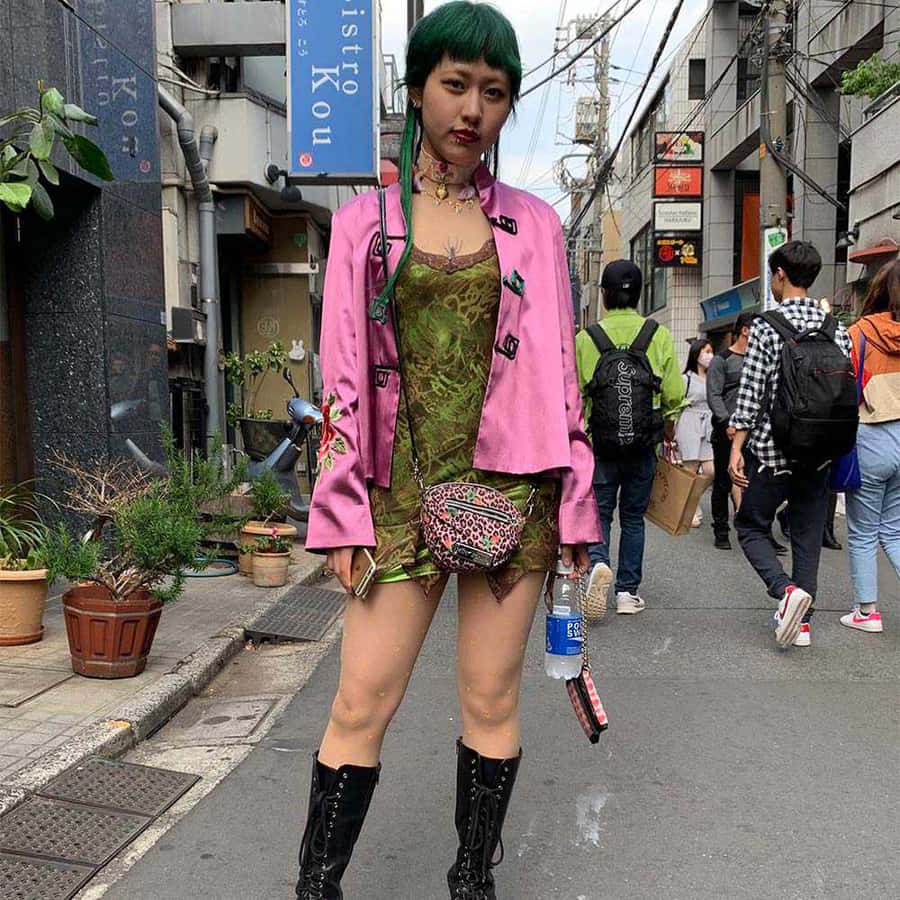 Bold And Colorful Harajuku Fashion Style In Tokyo Wallpaper