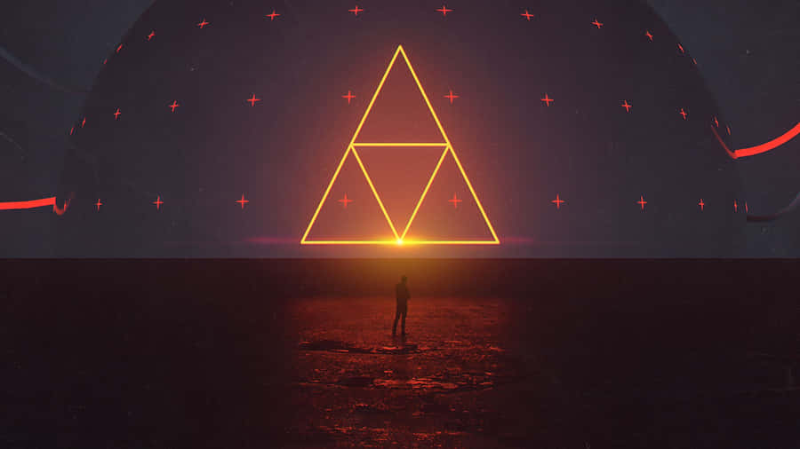 Bold Yellow Triangle On Abstract Background Wallpaper