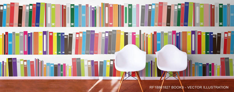 Book Murals Library Scene Wallpaper