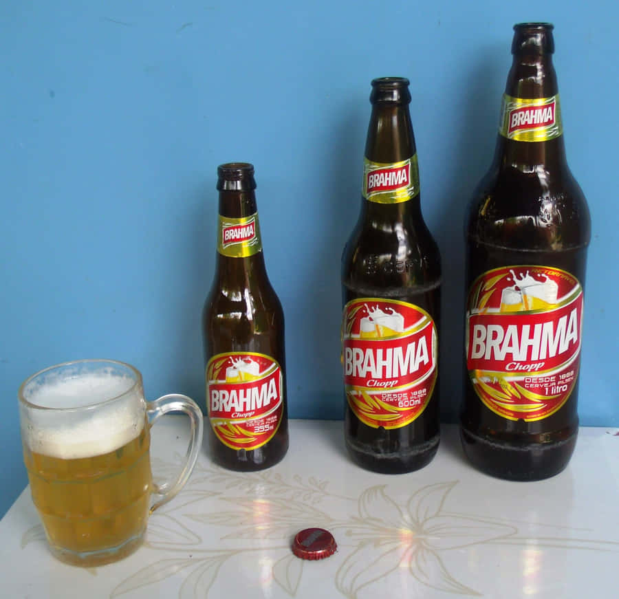 Brahma Chopp Pilsen Beer Bottles With Drink Wallpaper