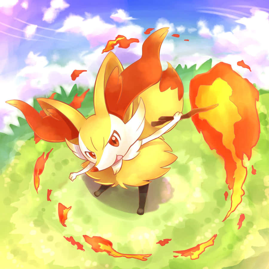 Braixen Fire Spin Artwork Wallpaper
