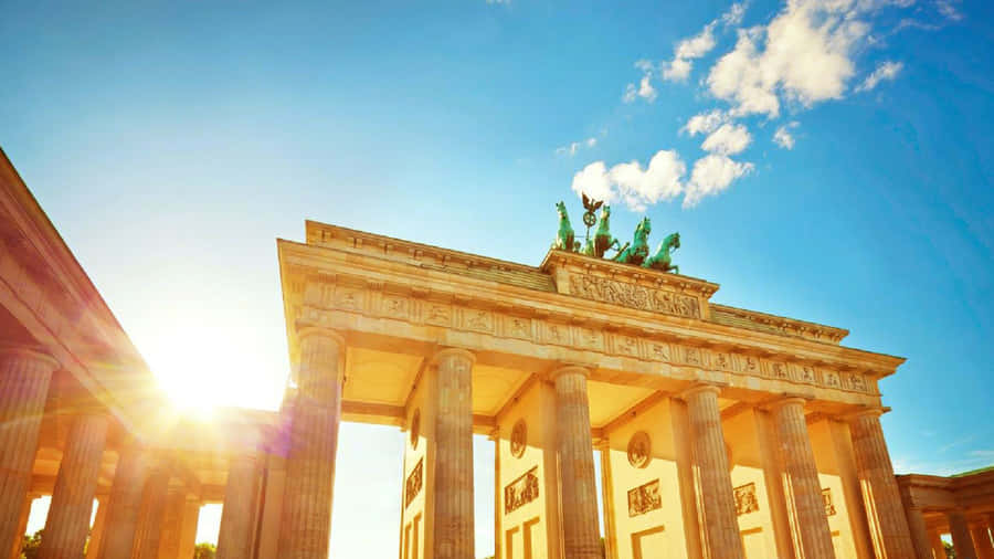 Brandenburg Gate Quadriga Sky Bright Sunlight Wallpaper
