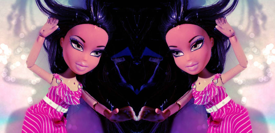 Bratz Aesthetic Doll In Pink Dress Wallpaper