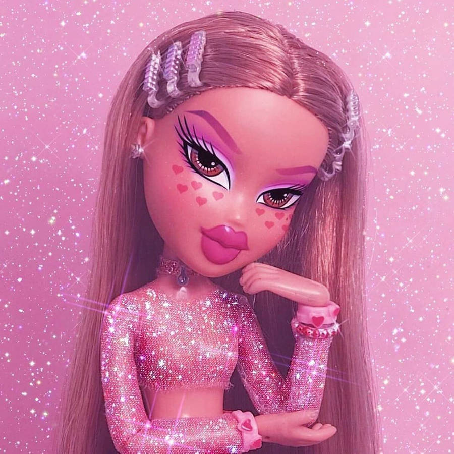 Bratz Dolls Glittery Pink Aesthetic Wallpaper