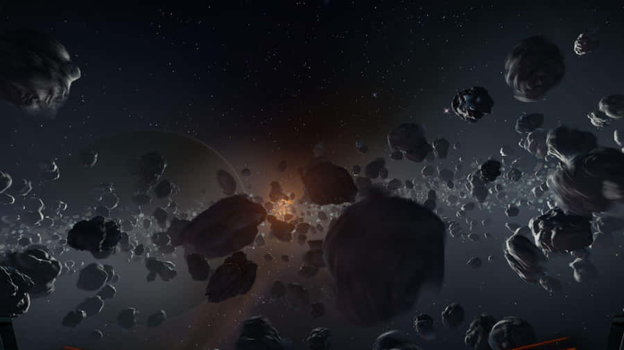 Breathtaking View Of A Massive Asteroid Approaching Earth Wallpaper