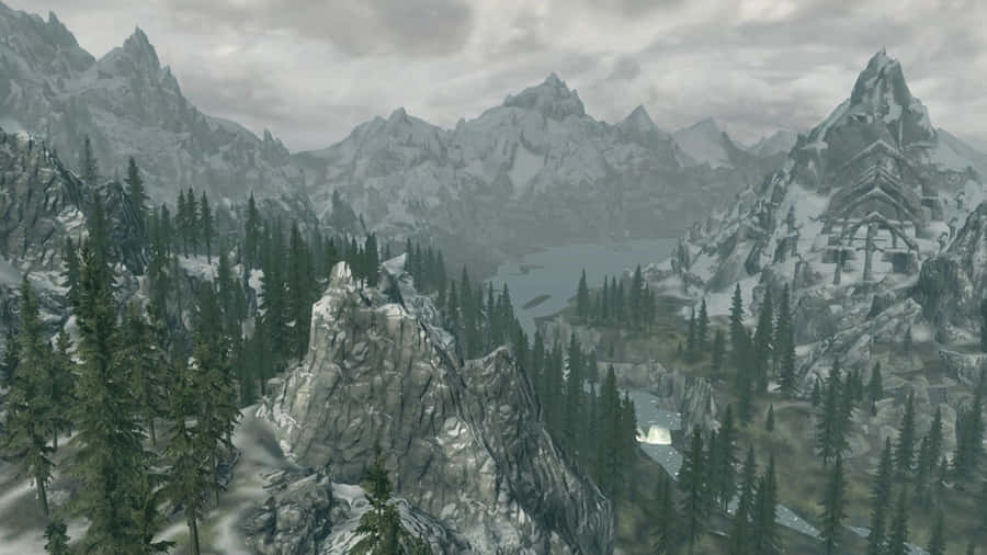 Breathtaking View Of Falkreath In Skyrim Wallpaper