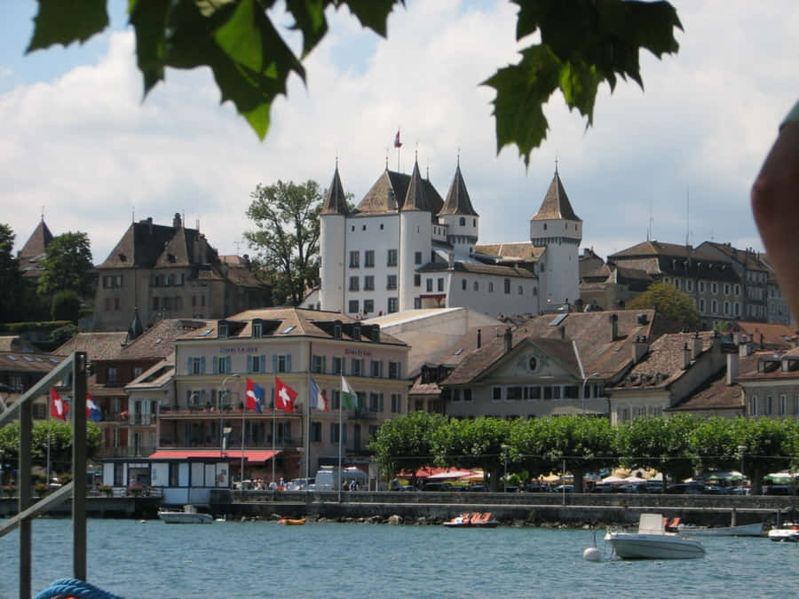 Breathtaking View Of Nyon, Switzerland Wallpaper