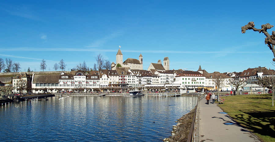 Breathtaking View Of Rapperswil Jona Lakeside Wallpaper