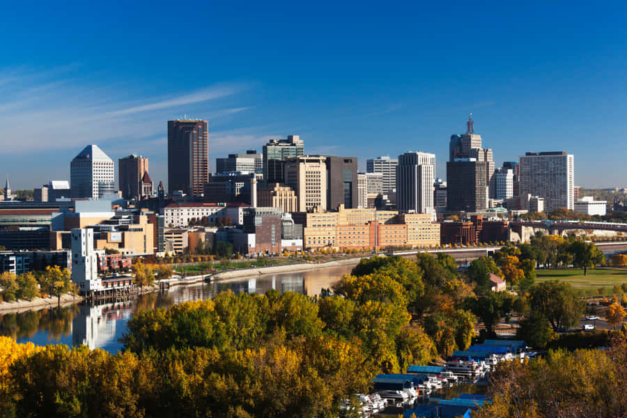 Breathtaking View Of Saint Paul Skyline During Twilight Wallpaper