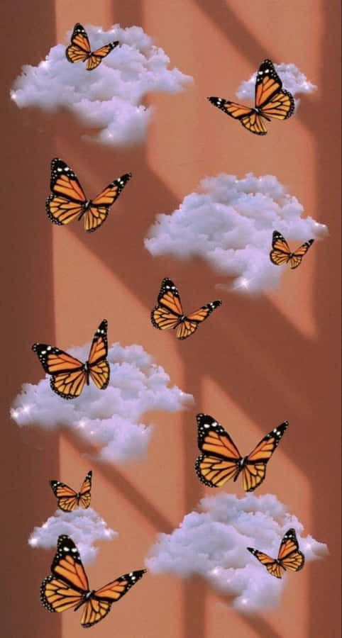 Bright, Blue Butterfly Makes Its Way Across The Sky Wallpaper