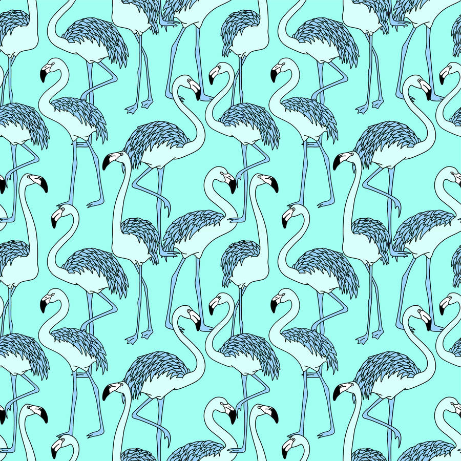 Bright Flamingo Pattern In Turquoise Wallpaper