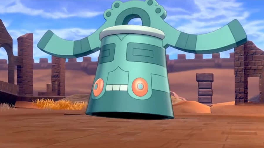Bronzong With Brick Pillars Wallpaper