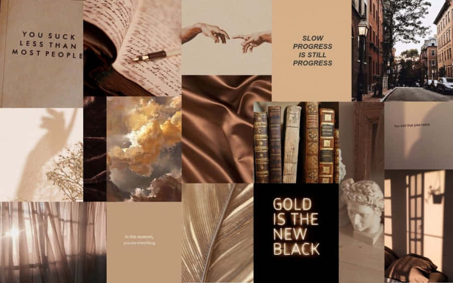Brown Aesthetic Collage Desktop Wallpaper Wallpaper