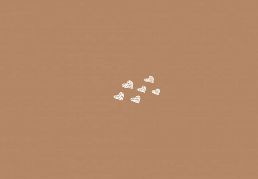 Brown Aesthetic Hearts Laptop Wallpaper