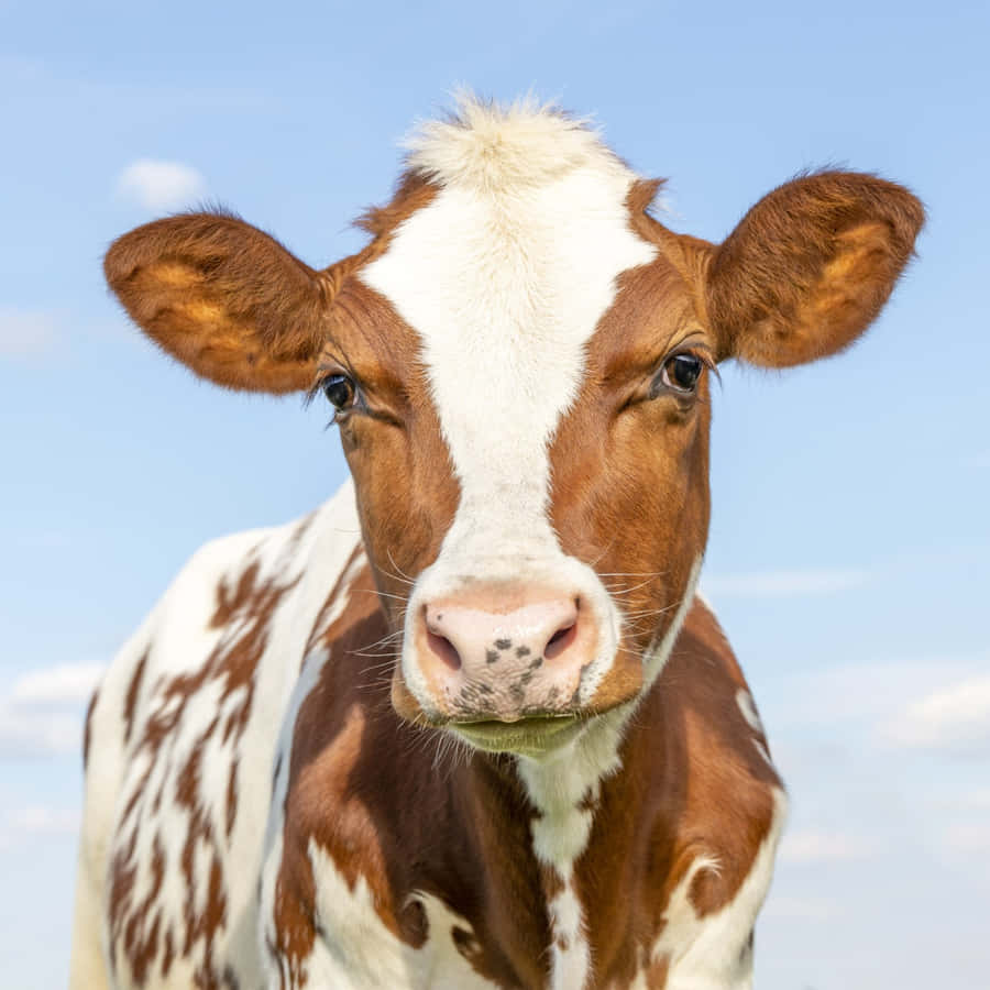 Brown White Calf Against Blue Sky Wallpaper