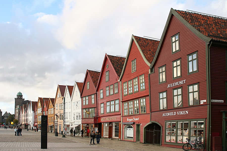 Bryggen Historic Norwegian Hanseatic Buildings Wallpaper
