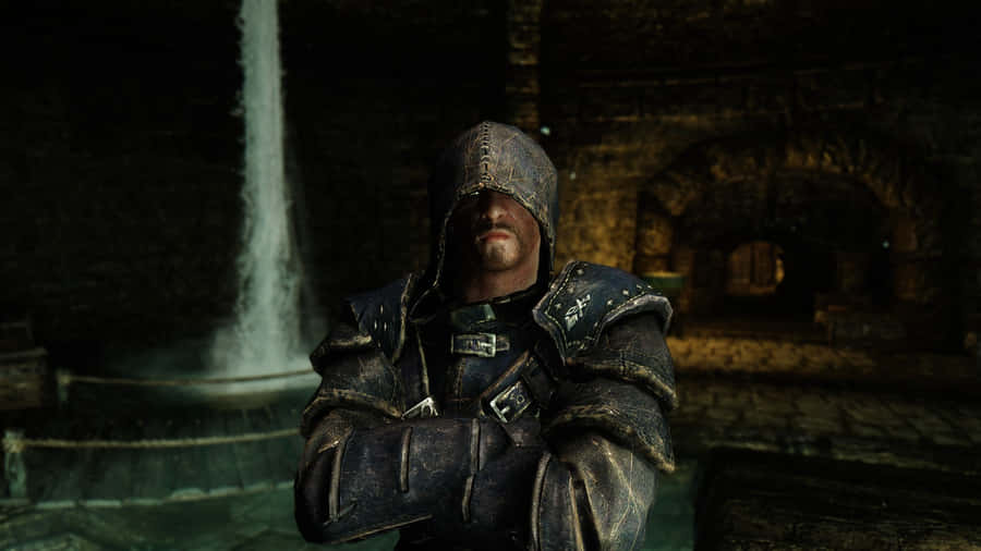 Brynjolf The Thief In Breathtaking Skyrim Landscape Wallpaper