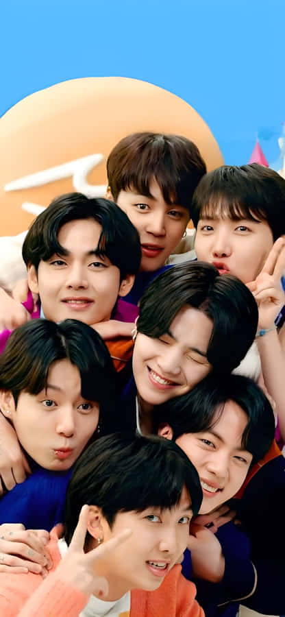 Bts Posing Together For An Endorsement Photoshoot Wallpaper