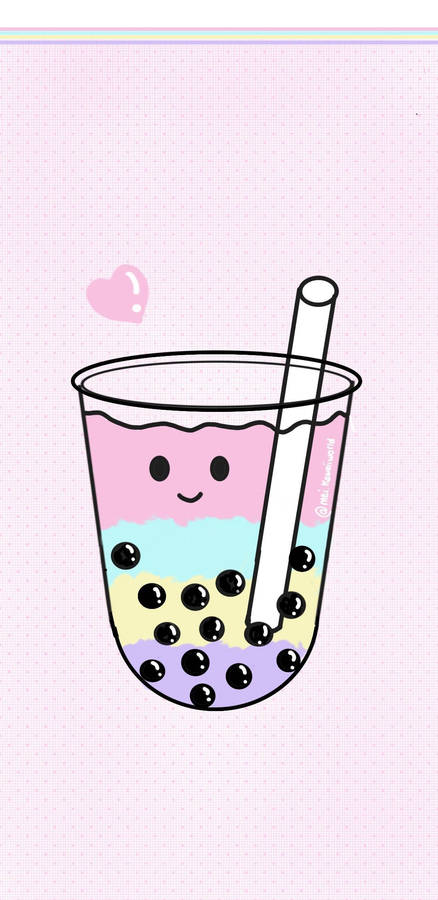 Bubble Tea Cute Pastel Pink Wallpaper