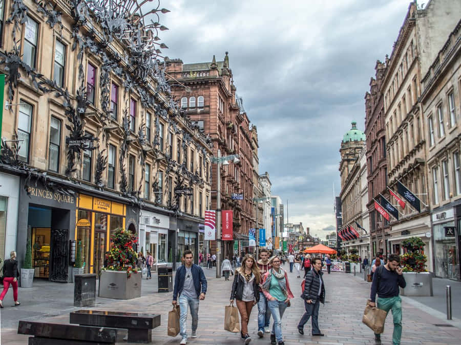 Buchanan Street Glasgow Pedestrians Wallpaper