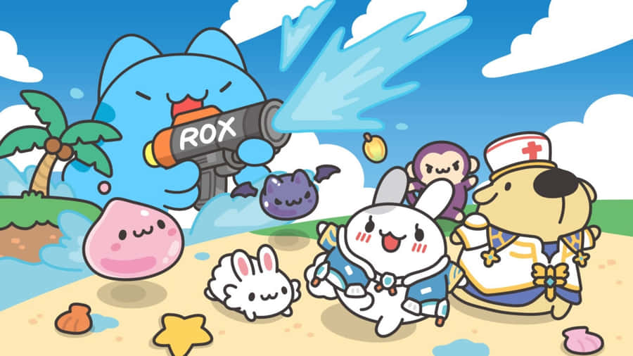 Bugcat Capoo Beach Fun Wallpaper