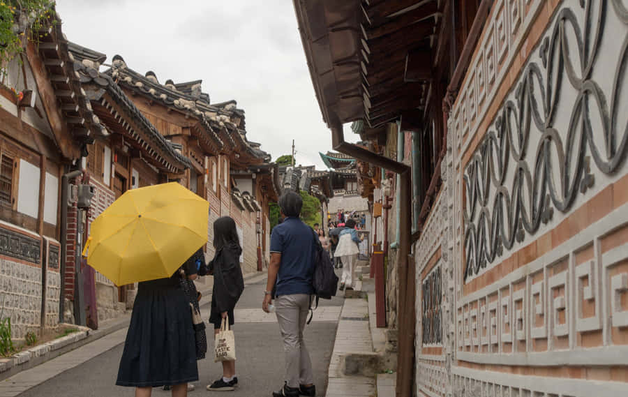 Bukchon Hanok Village Rainy Day Wallpaper