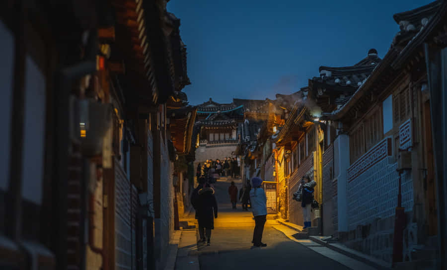 Bukchon Hanok Villageat Dusk Wallpaper