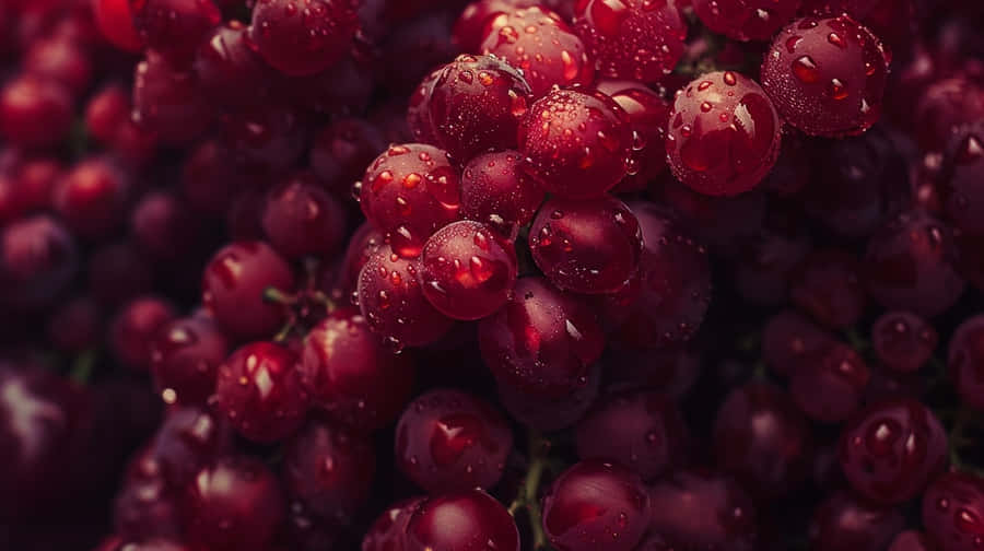 Burgundy Grapeswith Water Droplets Wallpaper