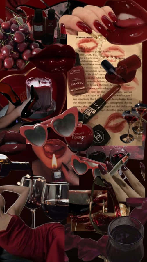 Burgundy Luxury Aesthetic Collage.jpg Wallpaper