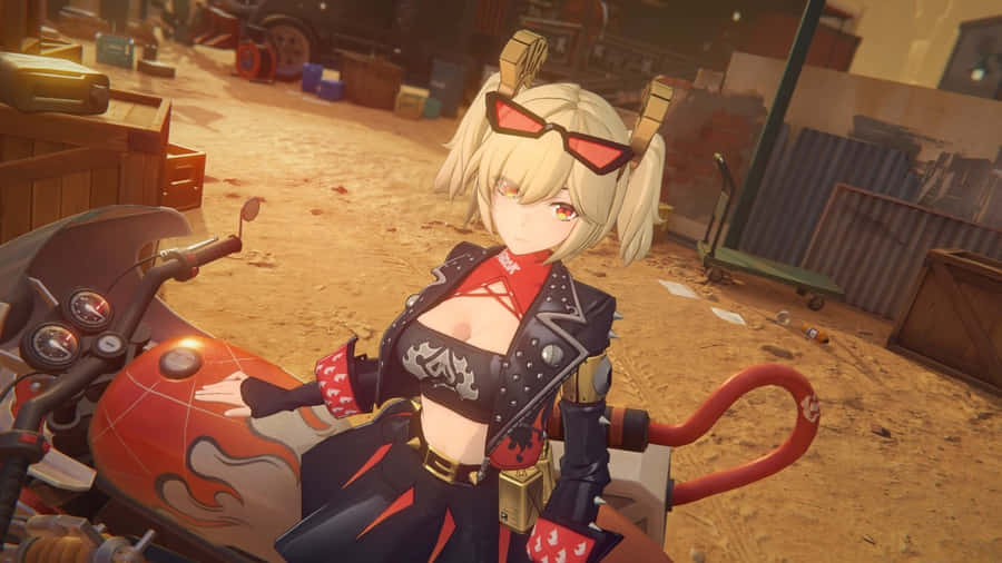 Burnice Zzz Stylish Biker Look Wallpaper