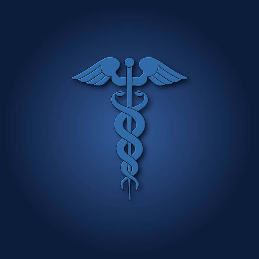 Caduceus Medical Symbol Blue Background Wallpaper