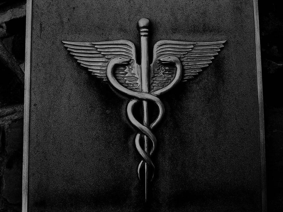 Caduceus Medical Symbol Gray Border Wallpaper