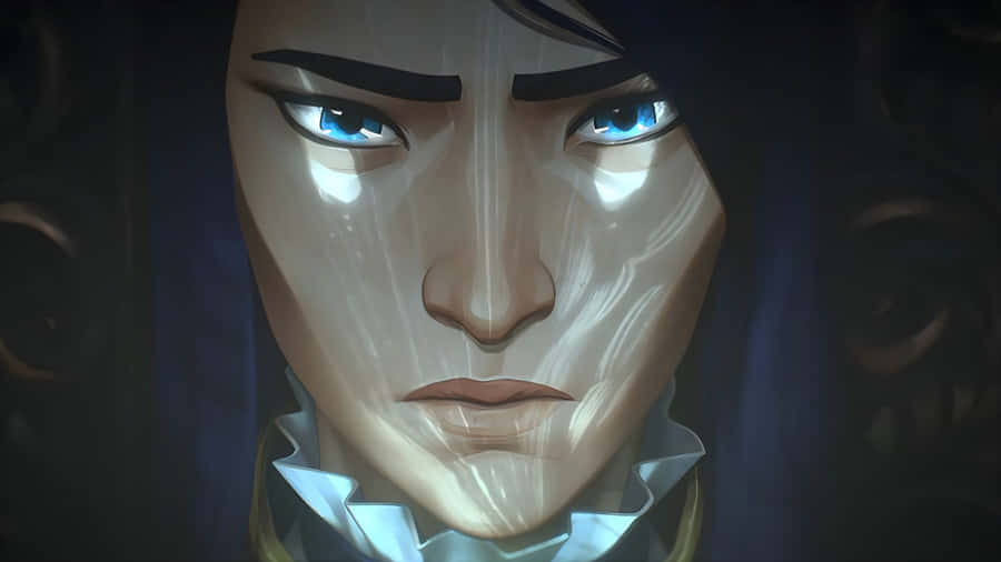Caitlyn Arcane Intense Closeup Wallpaper