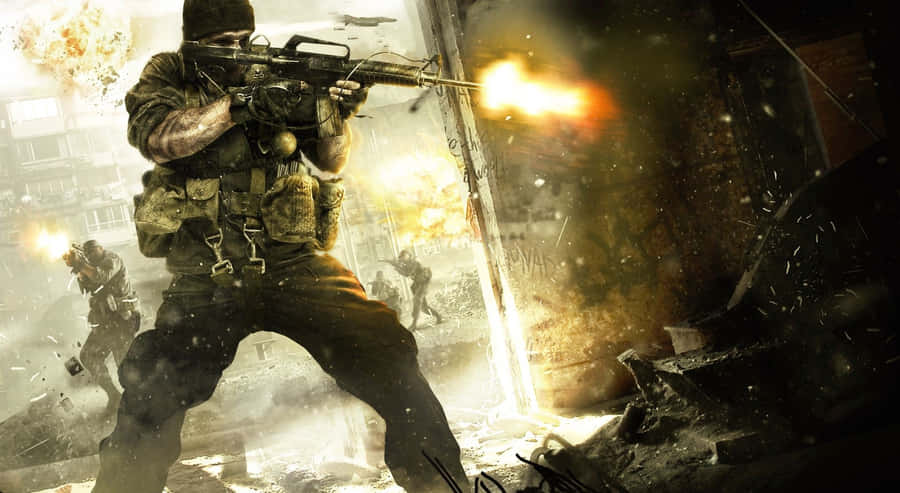 Call Of Duty Soldiers In Intense Battle Wallpaper