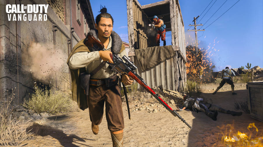 Call Of Duty Vanguard Intense Fire Shooting Wallpaper