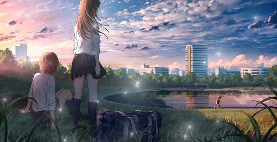 Calm Anime White Sparkles Wallpaper