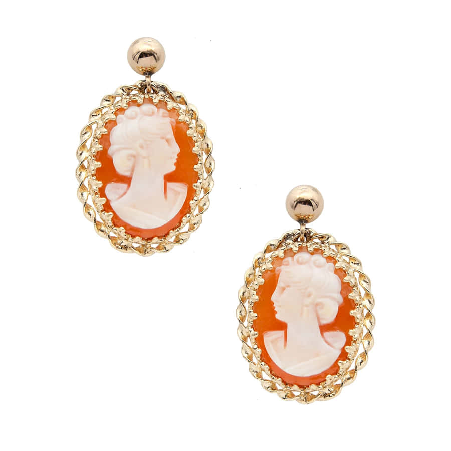 Cameo Earrings Orange Background Wallpaper