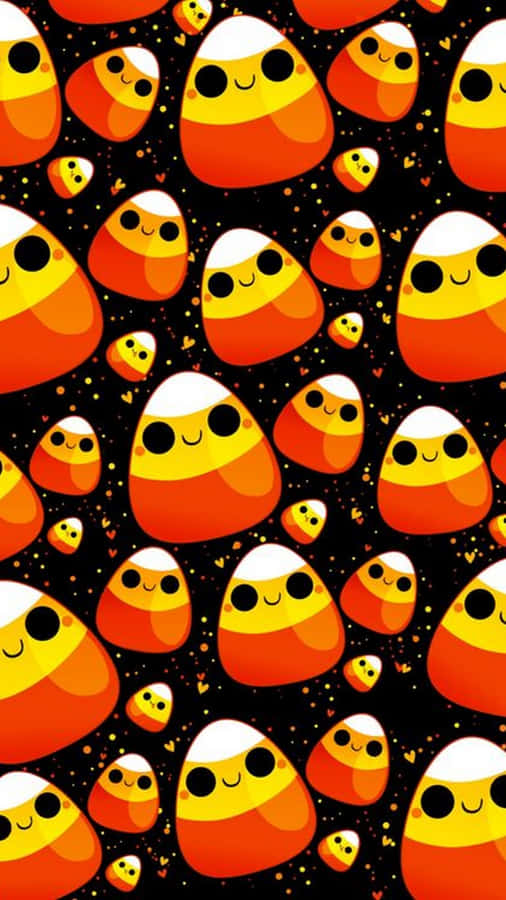 Candy Corn Smiles Pattern Halloween Wallpaper