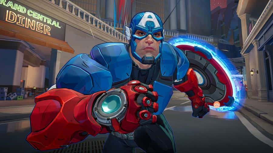 Captain America In Action Wallpaper