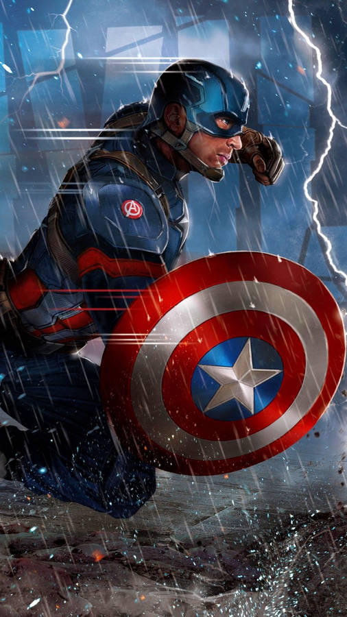 Captain America Mobile Lightning Rain Wallpaper