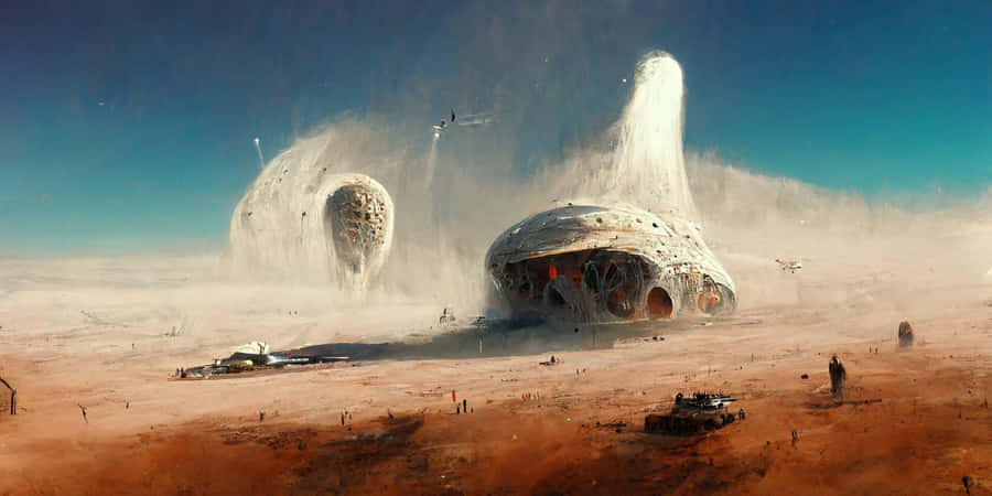 Caption: A Serene Midjourney Landscape At Sunset Wallpaper