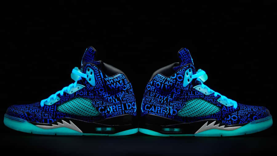 Caption: Blue Jordan Sneakers In Style Wallpaper