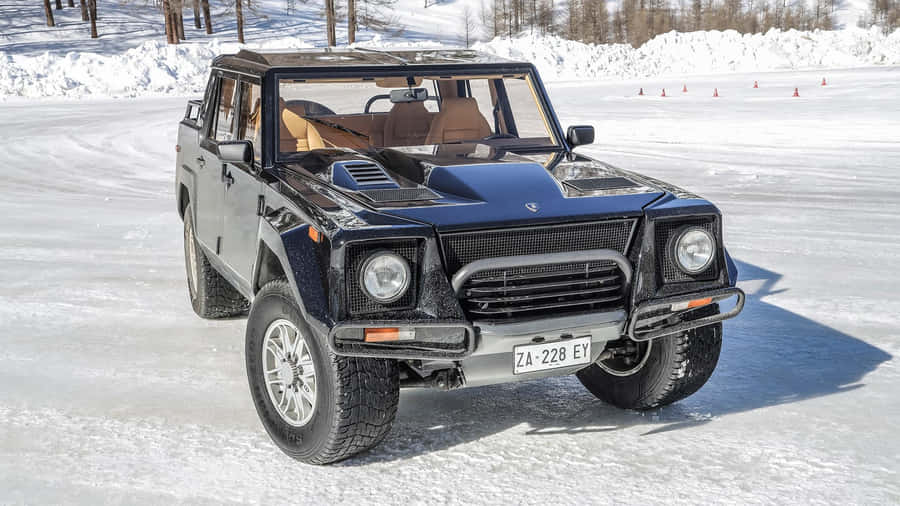 Caption: Classic Lamborghini Lm002 On A Scenic Cruise Wallpaper