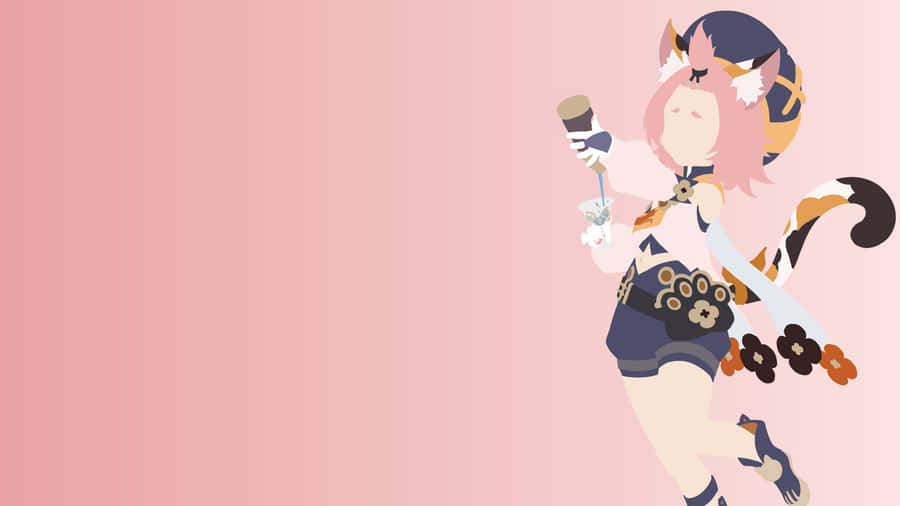 Caption: Diona Of Genshin Impact - The Lilac Lark Of The Cat's Tail Tavern Wallpaper